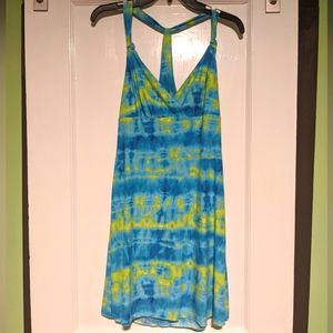Ambrielle Neon Blue and Green Sun Dress Sz Small